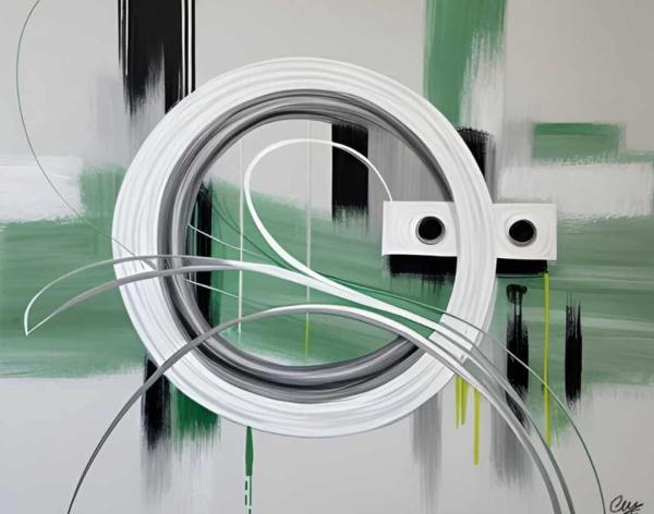 Tableau Abstrait Vert Sauge et Céladon - artiste EVA JEKINS