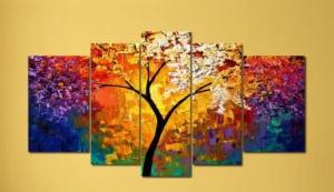 Tableau design Arbre de vie multicolore