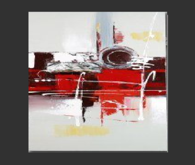 Tableau Abstrait peint main Rouge Noir Métal