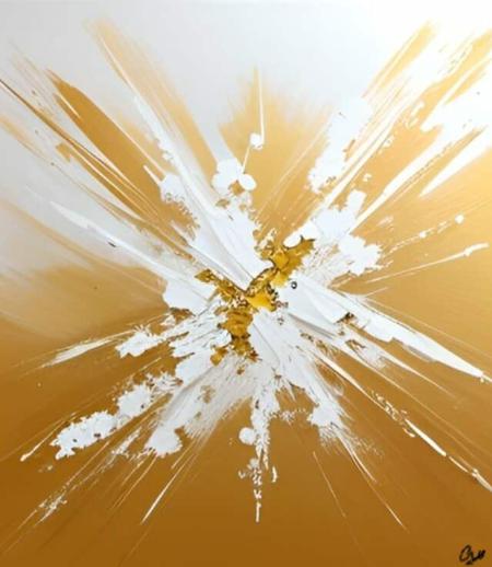 Tableau peinture Eclat Elegance blanc doré