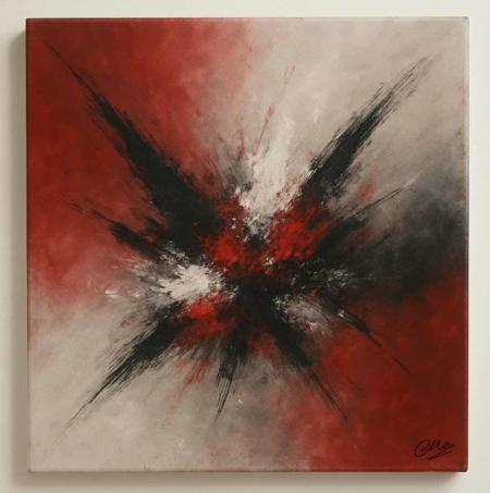 Tableau peinture abstraite rouge Eclat