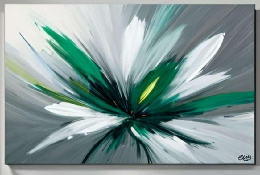 Tableau Fleur Emeraude peinture  