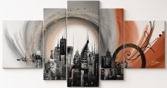 Tableaux design City Moderne Gris Terracotta  Eva Jekins