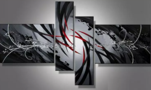 Tableaux design gris noir rouge
