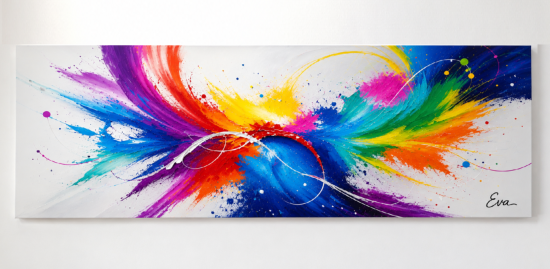 Grand tableau panoramique 150x50cm Munticolore Design Eva Jekins
