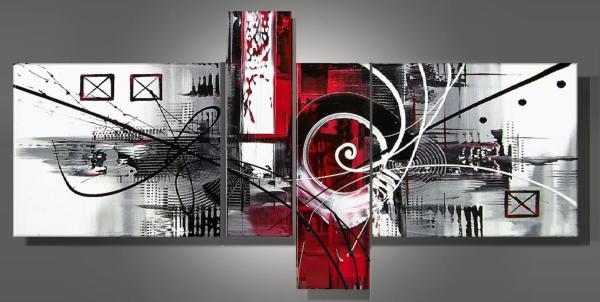 Tableaux design Lyrea Rouge noir metal