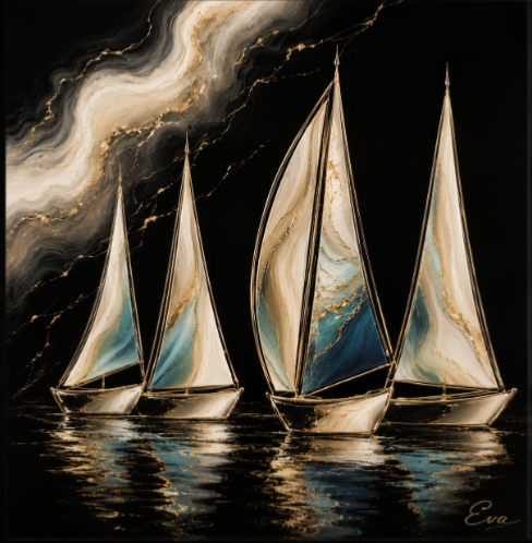 Tableau Ultra Chic effet Marbre Marine Design- Artiste Eva Jekins