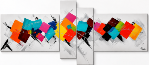 Tableau carrés multicolores abstrait Design Eva Jekins