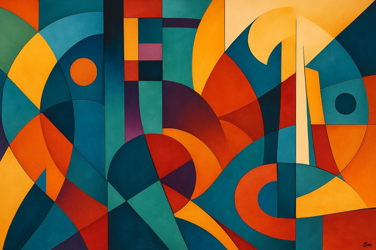 Peinture Abstraite colorée Géométrique Hight Kub