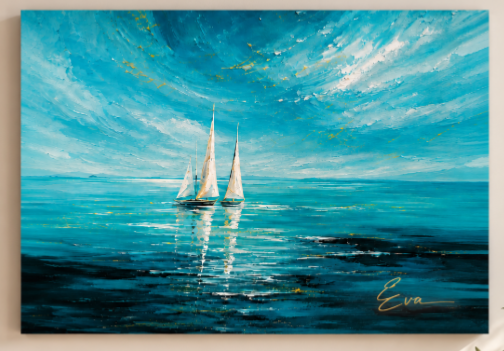 Tableau peinture Marine Bleue - Artiste Eva Jekins