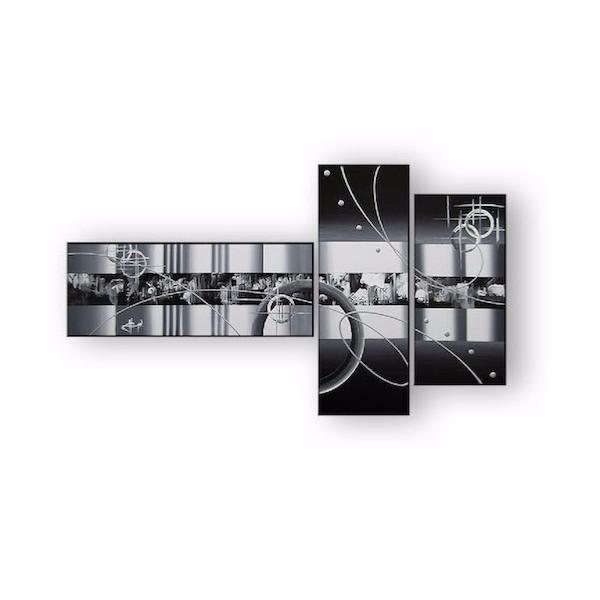 Tableau Triptyque gris métal