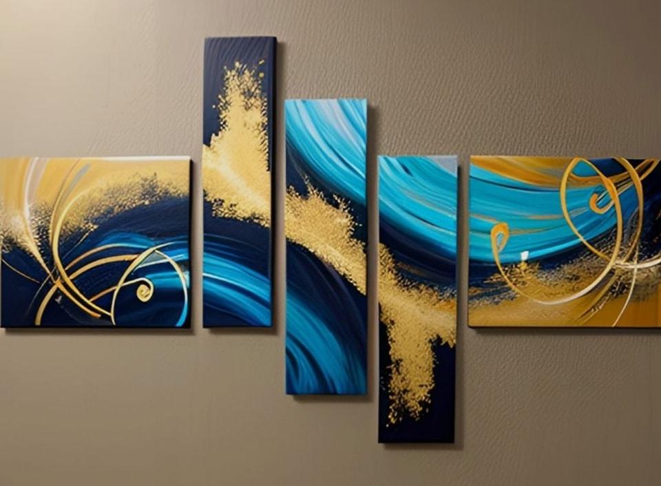 Tableau Moderne La Vague Bleue Design - Artiste Eva Jekins