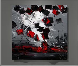 Tableau Abstrait carré Rouge gris