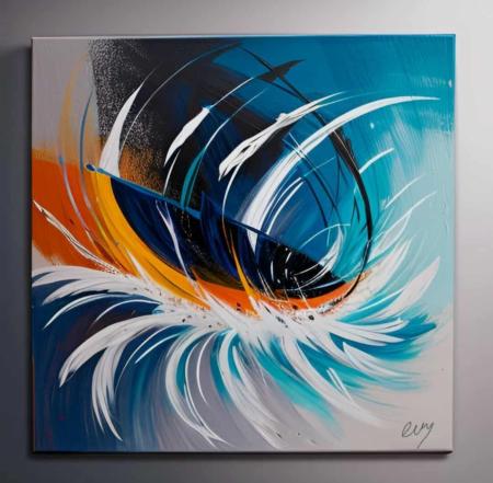 Tableau Abstrait Vague Multicolore peinture - artiste EVA JEKINS