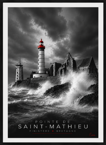 Affiche d'art de Bretagne – Phare de La Pointe de Saint Mathieu| Tirage d'art signé