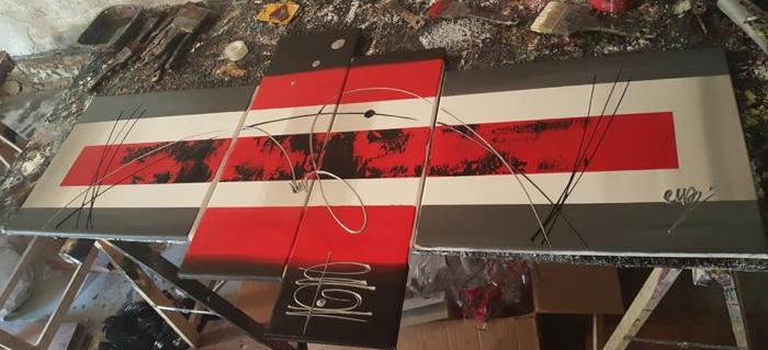 Tableaux design rouge gris  Lena