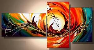 Tableau triptyque So Color – Peinture abstraite design multicolore – Art contemporain Eva Jekins