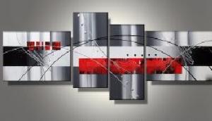 Tableau  moderne rouge gris abstrait