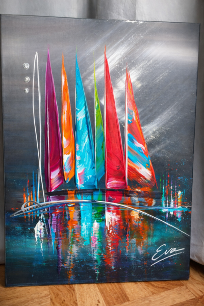 Tableau Voiliers multicolore 