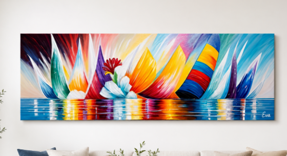 Tableau XXL Panoramique Marine Colorée Eva Jekins