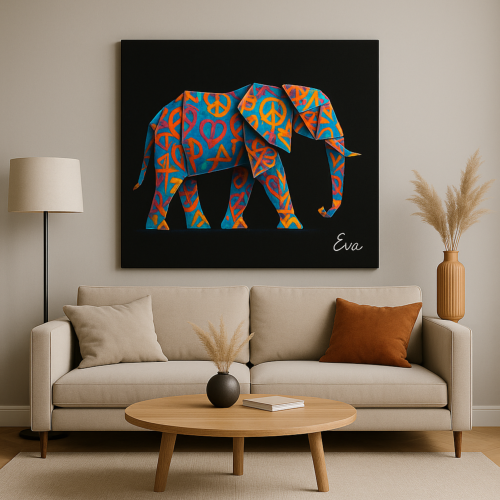 Peinture Éléphant Origamy Graffiti – Édition Limitée