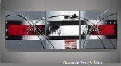 Grand Triptyque Gris Rouge II 