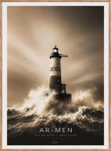 Affiche d'art de Bretagne – Phare D'Ar-Men| Tirage d'art signé