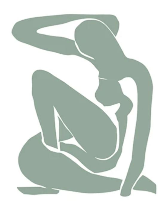 Tableau vert celadon Féminité femme silhouette 