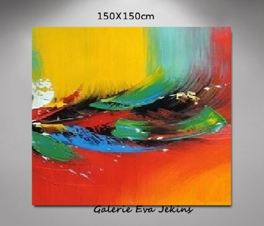 Tableau Abstrait xxl Multicolore Design -signé EVA JEKINS