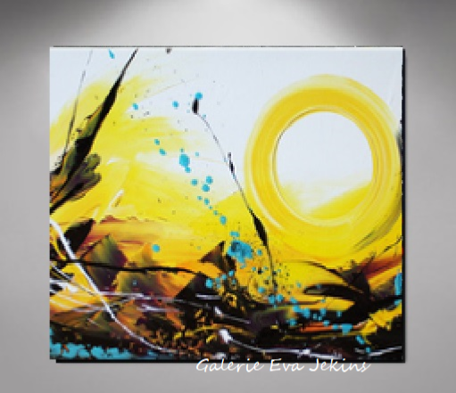 Tableau 150x150 Jaune moutarde-signé EVA JEKINS