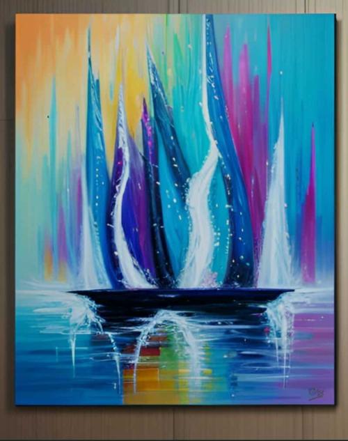Tableau peinture Marine Ultra colorée - Artiste Eva Jekins