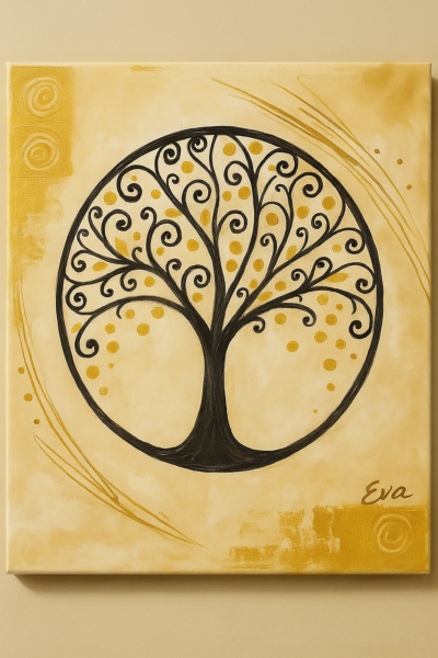 Tableau Arbre de Vie « Arbre de Lumière » – Œuvre Signée Eva Jekins (Série Limitée)