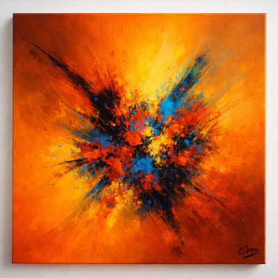 Tableau Abstrait Orangé Vibrato