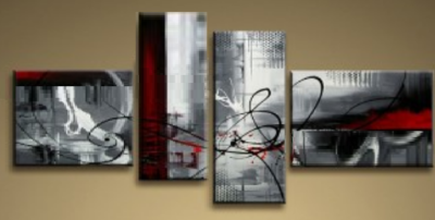 Tableaux gris rouge abstraits