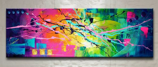 Tableau Abstrait Ton Multicolore Téo L.55 x H.80 cm ANDREA