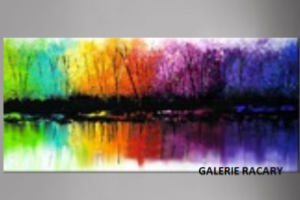 Grand Tableau Panoramique Forêt Multicolore - Artiste E.J.RAC