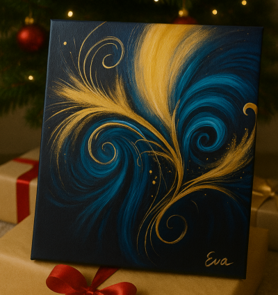 Tableau Abstrait Bleu « Éclat Saphir » – Œuvre Originale Signée Eva Jekins (Série Limitée)