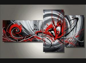 Tableau Triptyque Rouge Explosion XXL