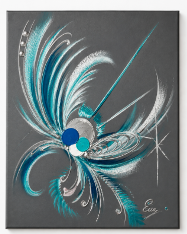 Tableau gris bleu nuancé Abstrait - Artiste Eva Jekins 