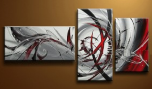 Tableau Triptyque rouge gris design