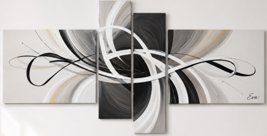Tableaux design abstrait gris noir blanc beige  Eva Jekins