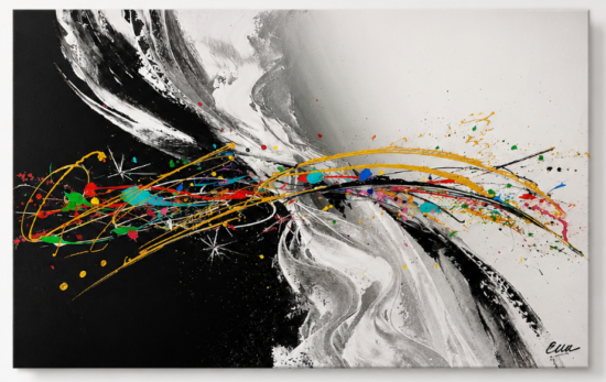 Tableau XXL noir blanc Eclat Multicolore Eva Jekins
