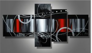 Tableau peinture Rouge Noir moderne.