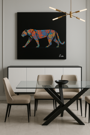 Panthère Origamy Graffiti – Tableau Peint à la Main – Edition Limitée