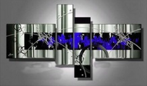 Tableau design abstrait bleu et gris