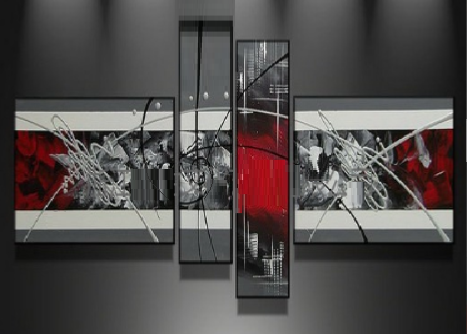 Tableaux design gris rouge metal