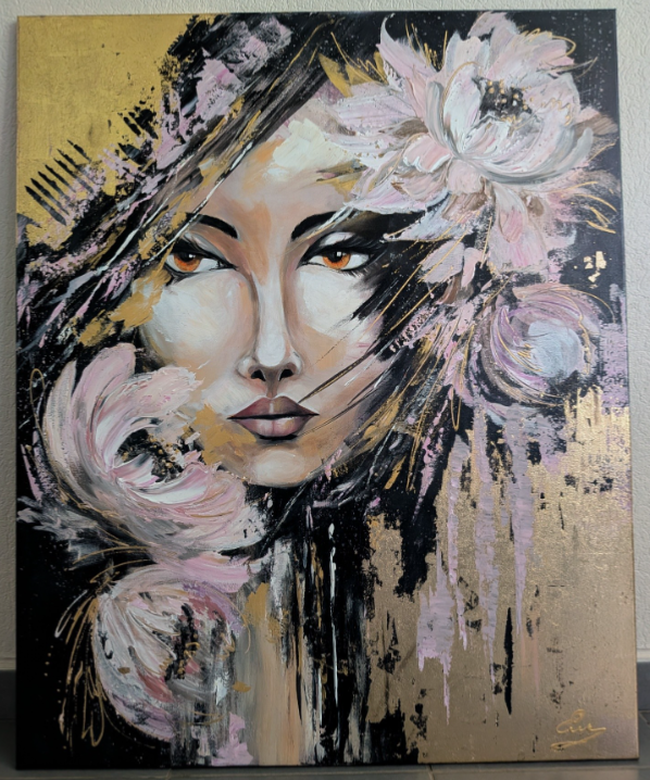 Portrait Féminité Excellence XXL - Peinture Artiste Eva Jekins
