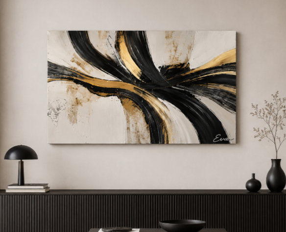 Tableau peinture Elégance Dorée Design - Artiste Eva Jekins