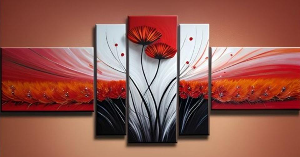 Tableau peinture Fleurs rouge Eva Jekins 