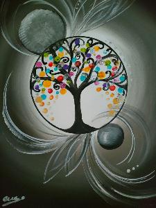 Tableau Arbre de vie multicolore 7chakras